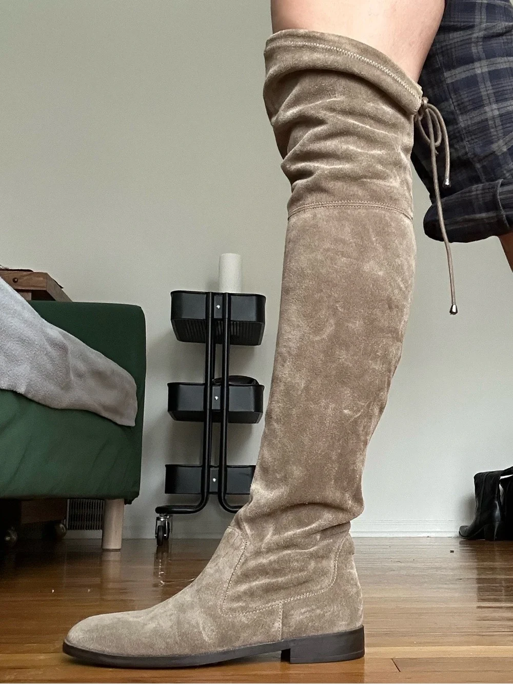 Aldo Over-the-Knee Suede Boots in Taupe